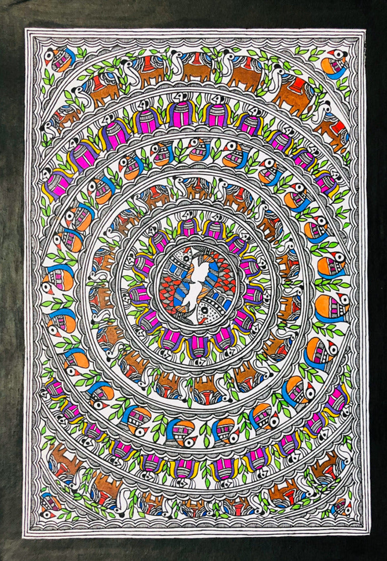 Buy Godhna Art, Madhubani Painting by Ambika Devi