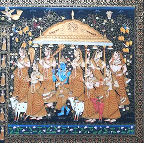  Krishna Kishangarh painting For Sale