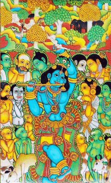 Buy Govardhana Leela in Kerala Mural by Jijulal