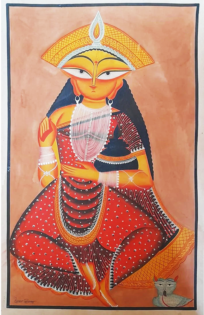 Grace of Goddess Shashti: Uttam Chitrakar’s Divine Kalighat Portrayal