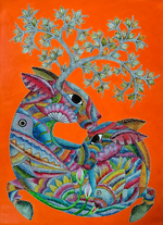 Shop Graceful Deer: Gond Painting by Venkat Shyam