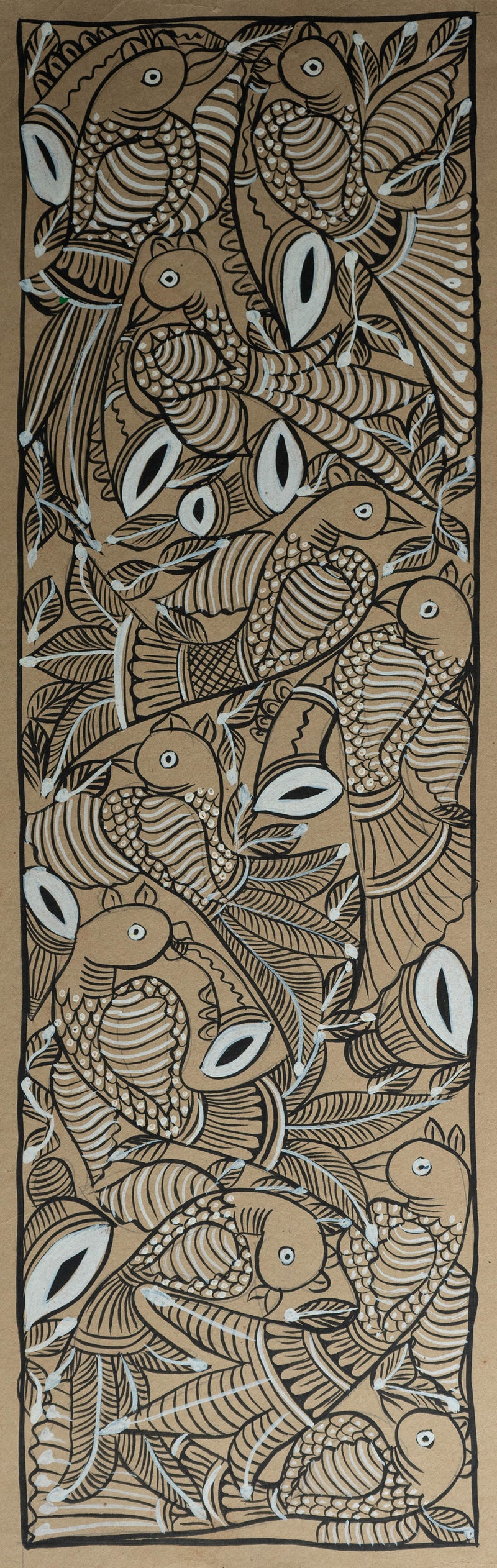 Group of birds: Santhal-Tribal Pattachitra by Manoranjan Chitrakar