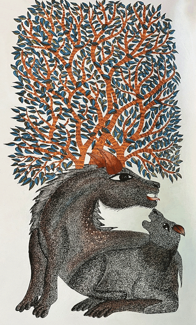 Buy Guardian and the Cub in Gond by Sukhiram Maravi