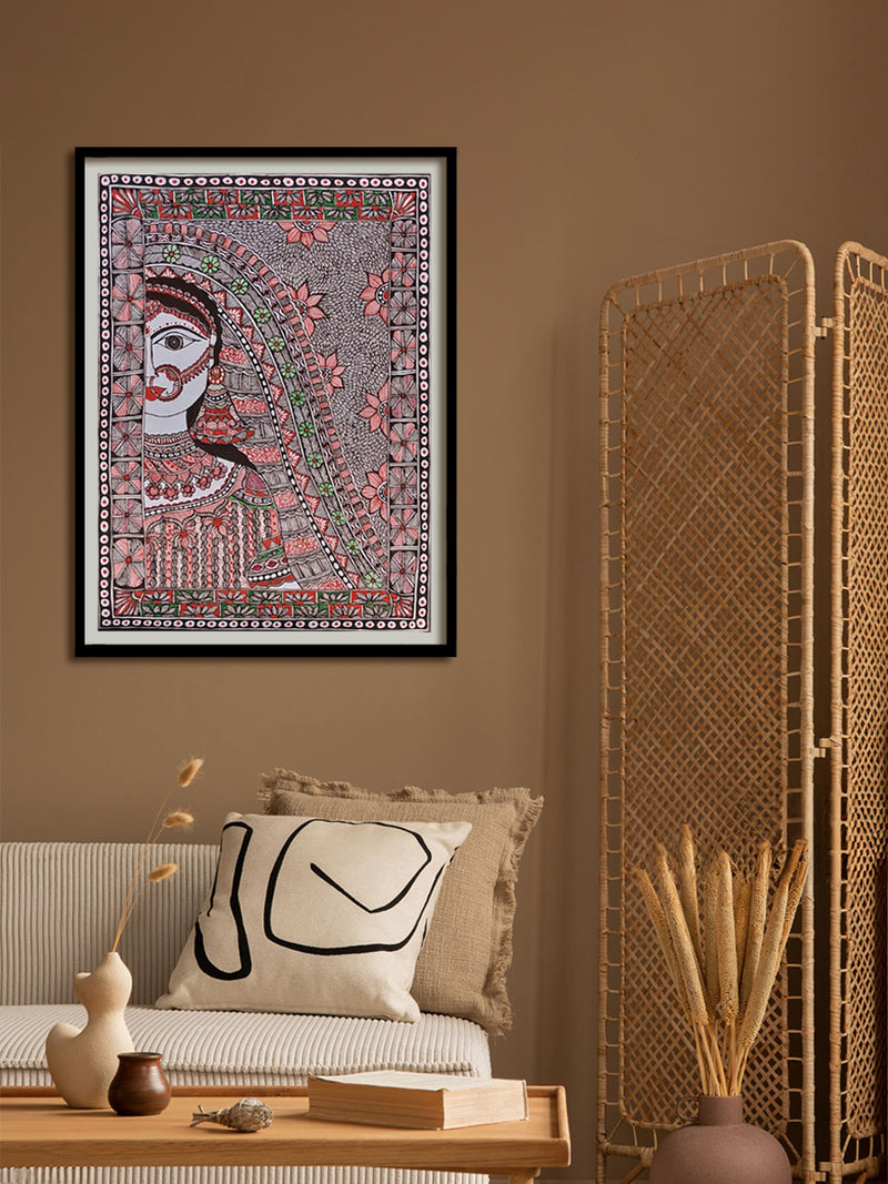 Order Online Half portrayal of woman wearing jewelry: Madhubani by Vibhuti Nath