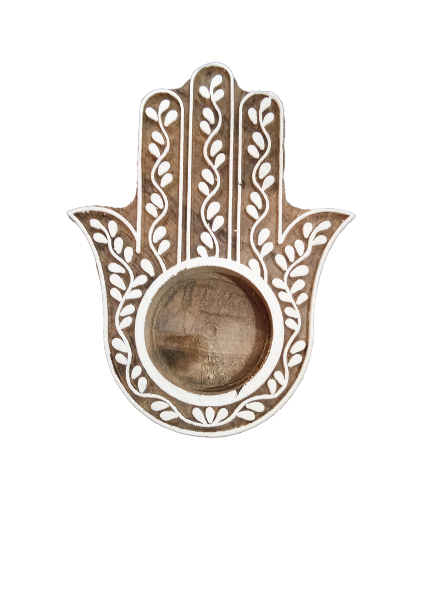 Hand shaped Diya wood Art for Sale