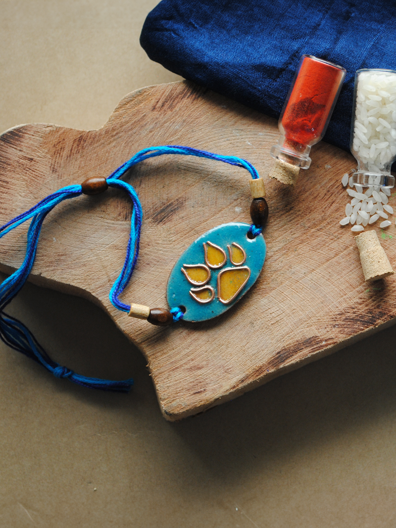 Shop Handcrafted "Pawfect-Cat" Copper Enamel Rakhi by EkiBeki