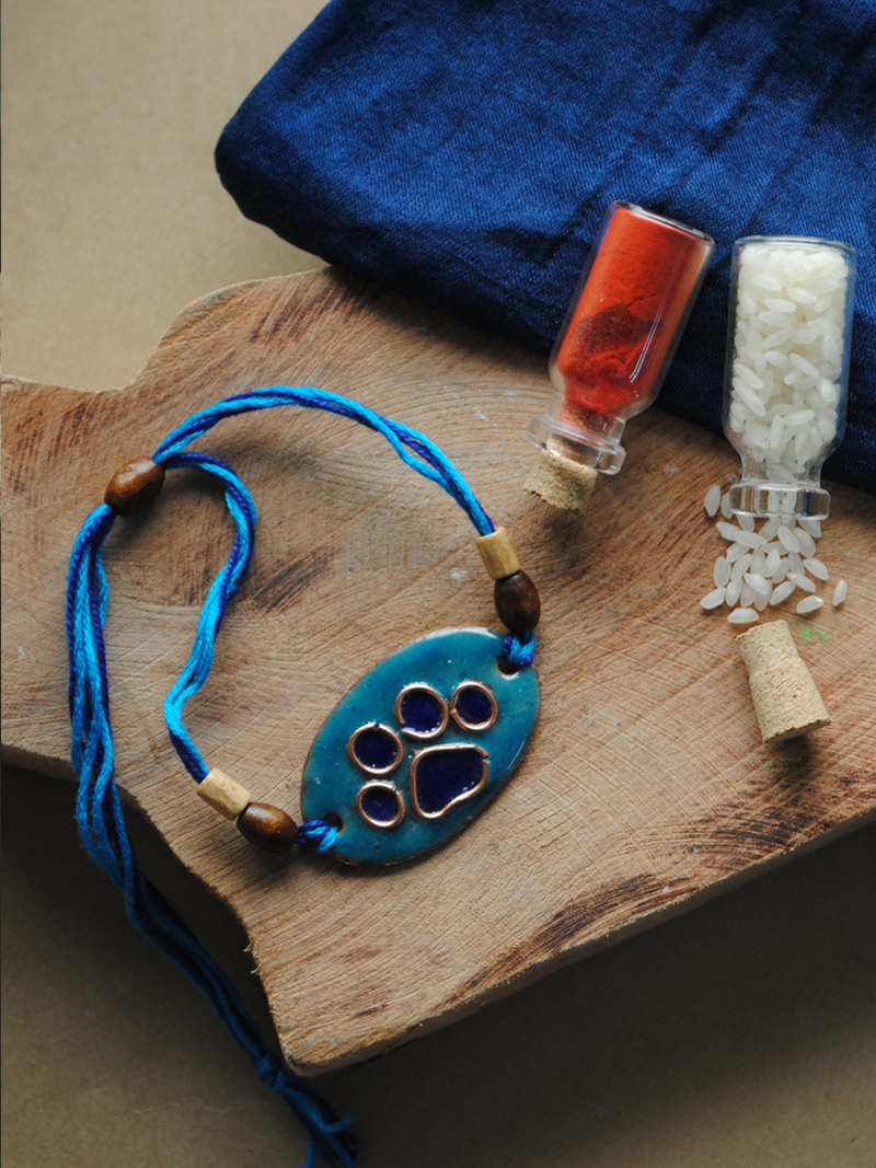 Shop Handcrafted "Pawfect-Dog" Copper Enamel Rakhi by EkiBeki