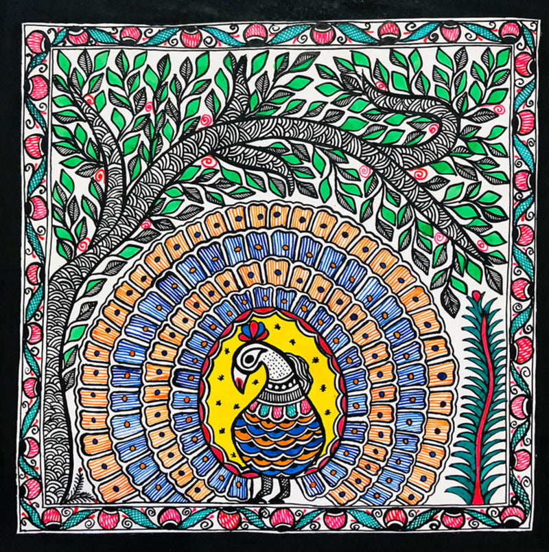 Buy Harmony of Regal beauty – Elegance in Madhubani Art, Madhubani Painting by Ambika Devi