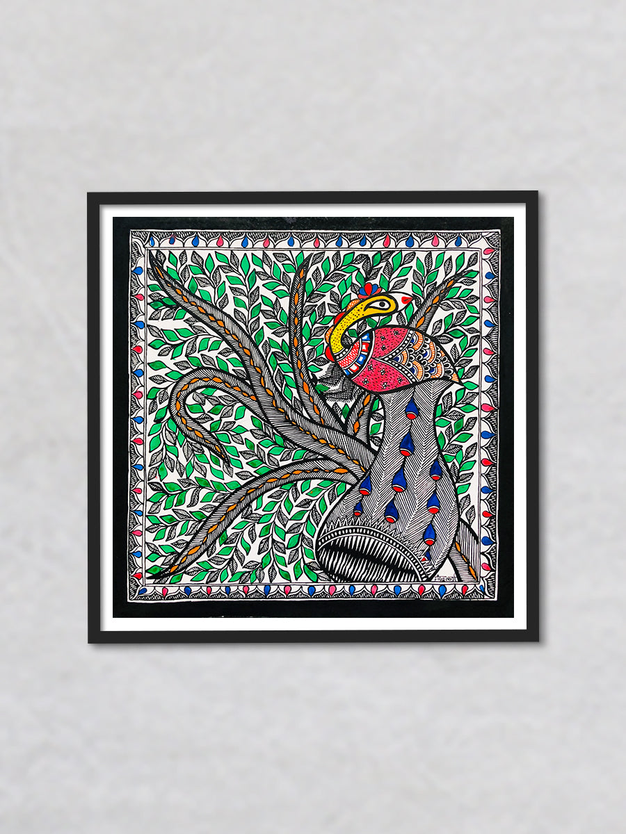 Harmony of the Forest Regal Beauty in the Woods, Madhubani Painting by Ambika Devi