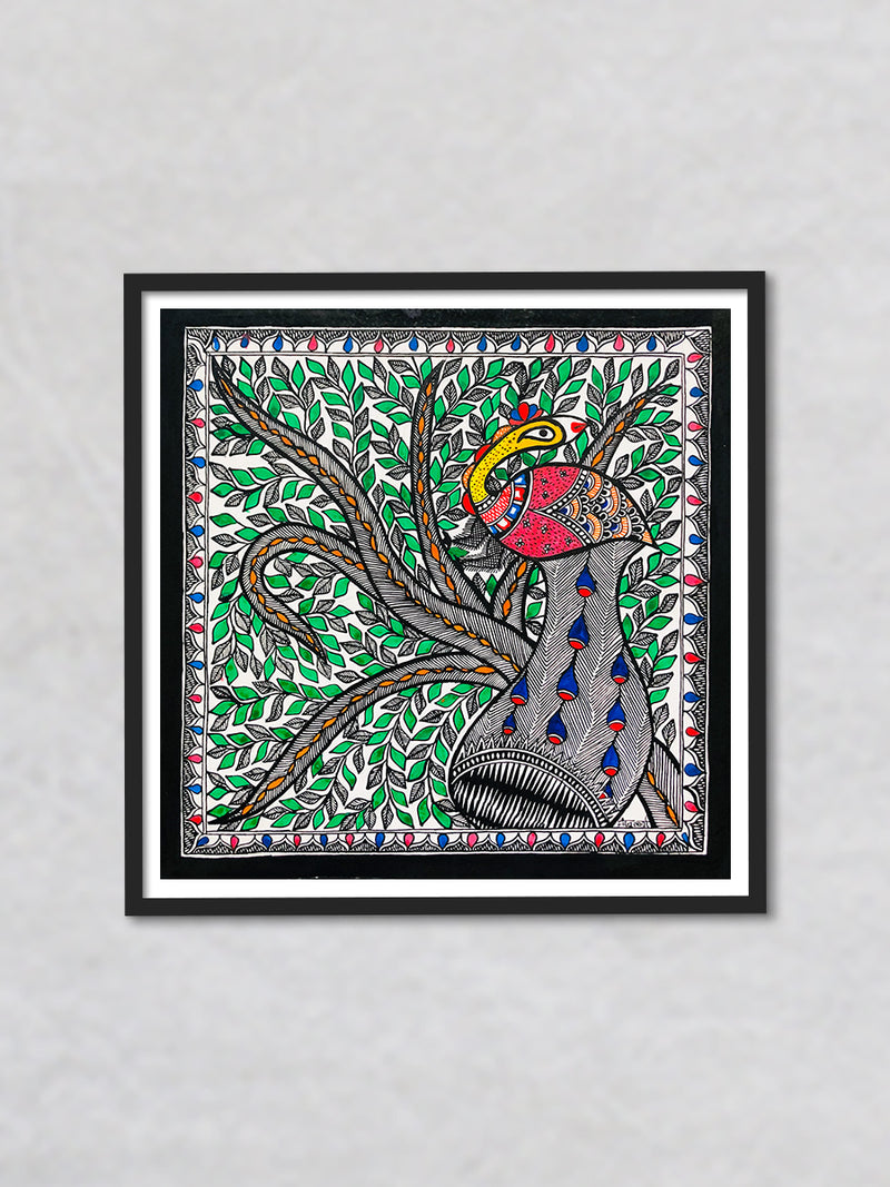 Harmony of the Forest Regal Beauty in the Woods, Madhubani Painting by Ambika Devi