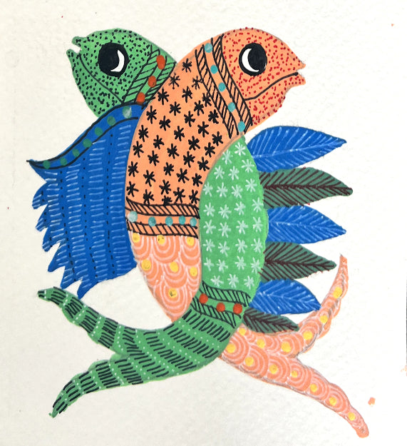 Buy Hugging Fishes In Gond by Kailash Pradhan