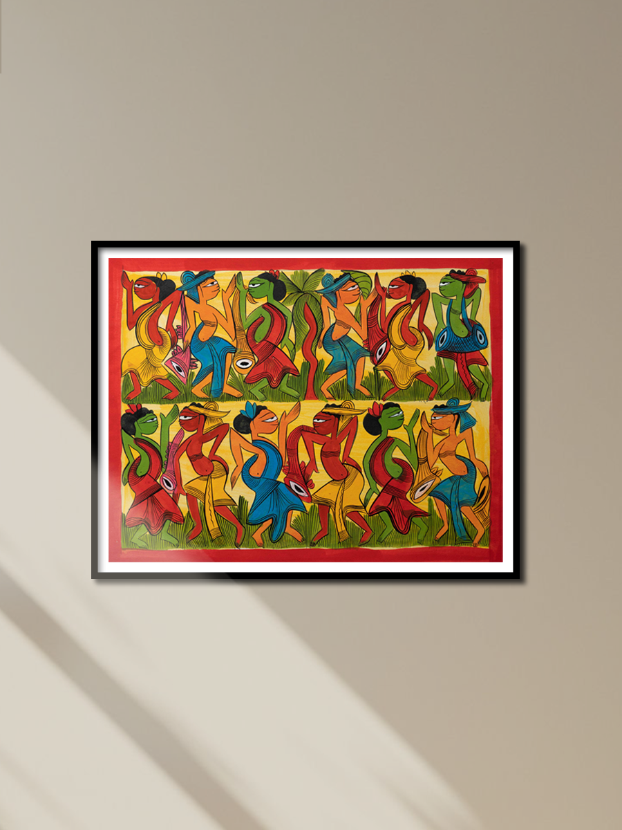 Shop Illustration of tribal dance: Santhal-Tribal Pattachitra by Manoranjan Chitrakar