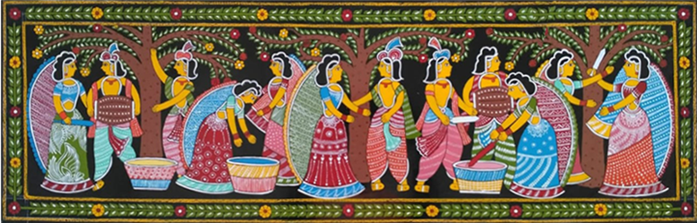 Buy Holi scene in Tikuli painting by Ashok Kumar