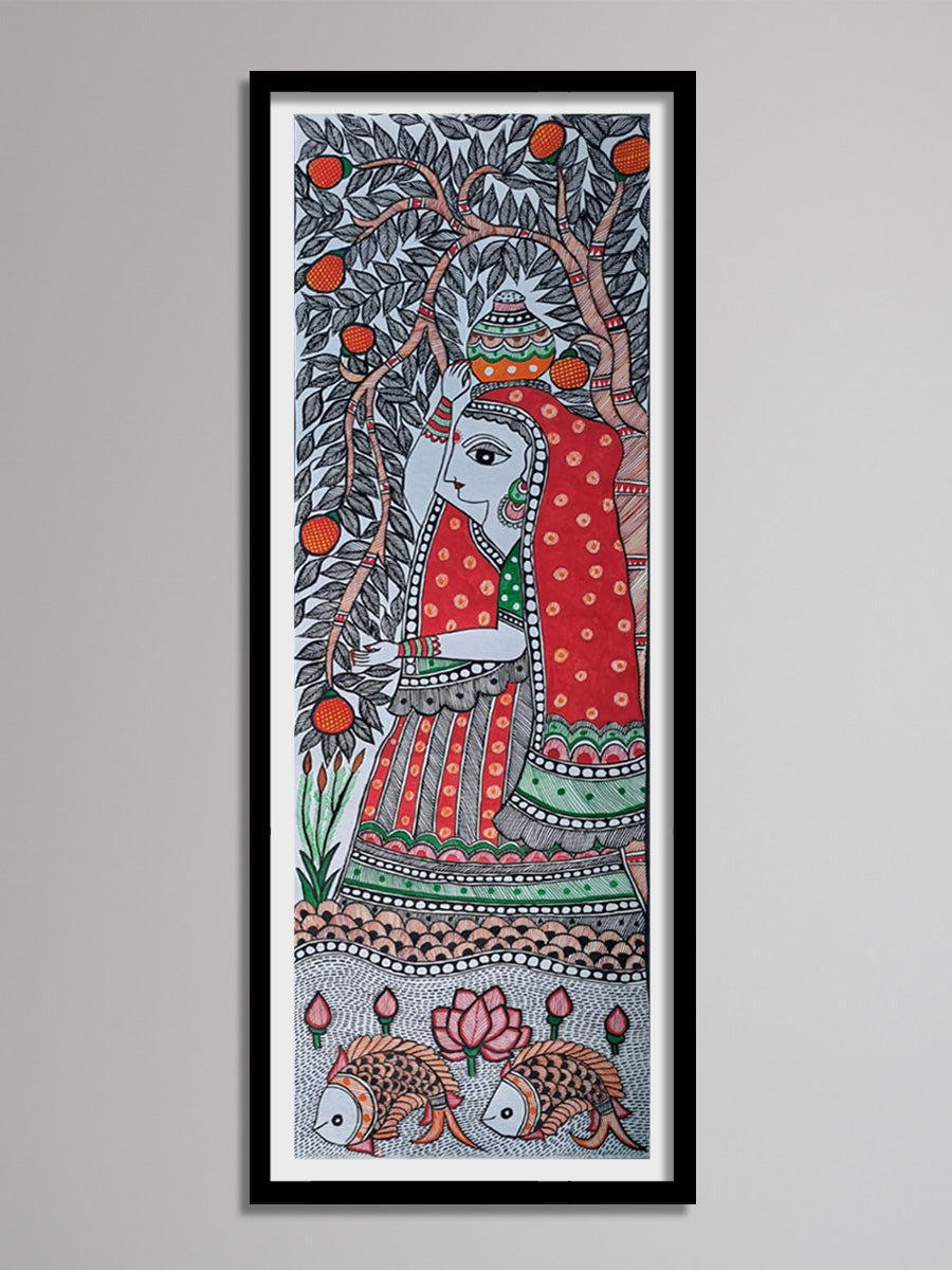 Imagery of woman walking with a pot: Madhubani by Vibhuti Nath