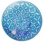 Buy Intricate Fish Design on a plate In Blue pottery