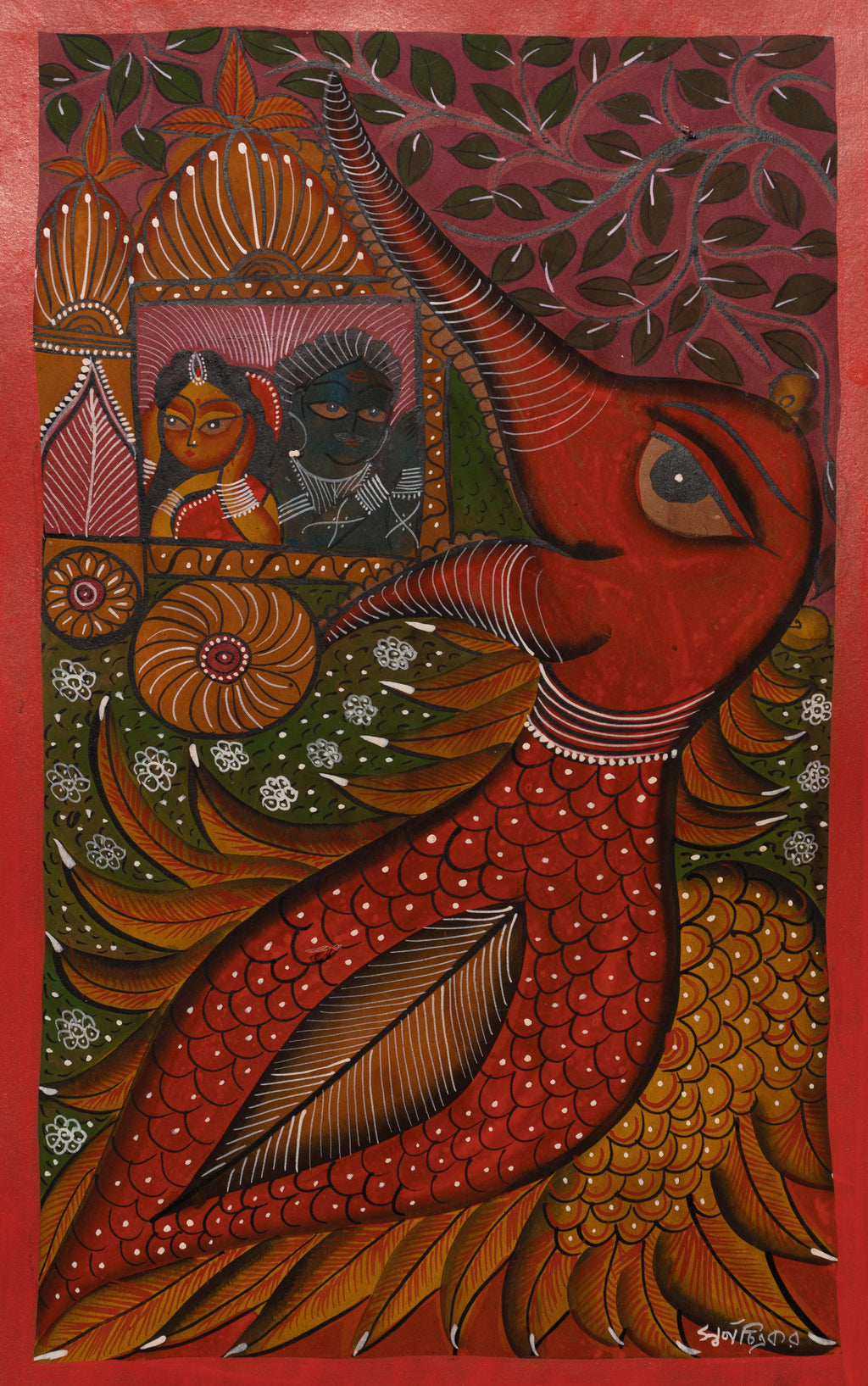 Shop Jatayu saving Sita Mata: Bengal Pattachitra by Swarna Chitrakar