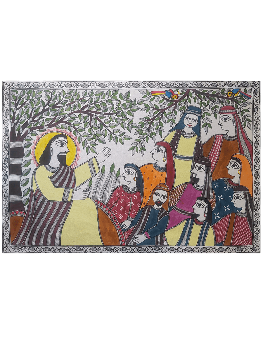 Order Online Jesus' Sermon by Priti Karn in Madhubani painting