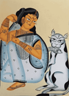 Buy The Married Woman and Her Feline Companion in Kalighat by Uttam Chitrakar