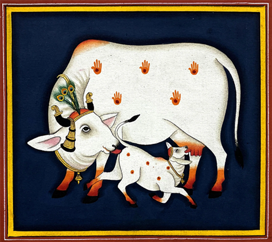 Buy Kamadhenu and Her Calf Pichwai Painting by Dinesh Soni