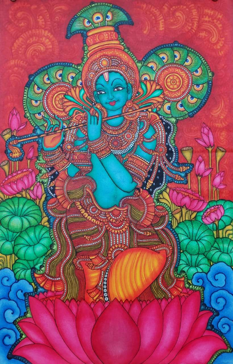 Buy Krishna Kerala Mural Painting by Adarsh