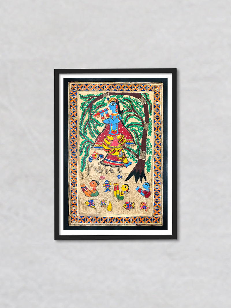 Krishna, Madhubani art by Ambika devi for sale