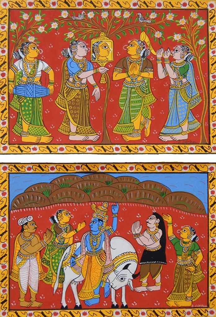 Buy Krishna Radha and Gopis: CHERIYAL SCROLL PAINTING