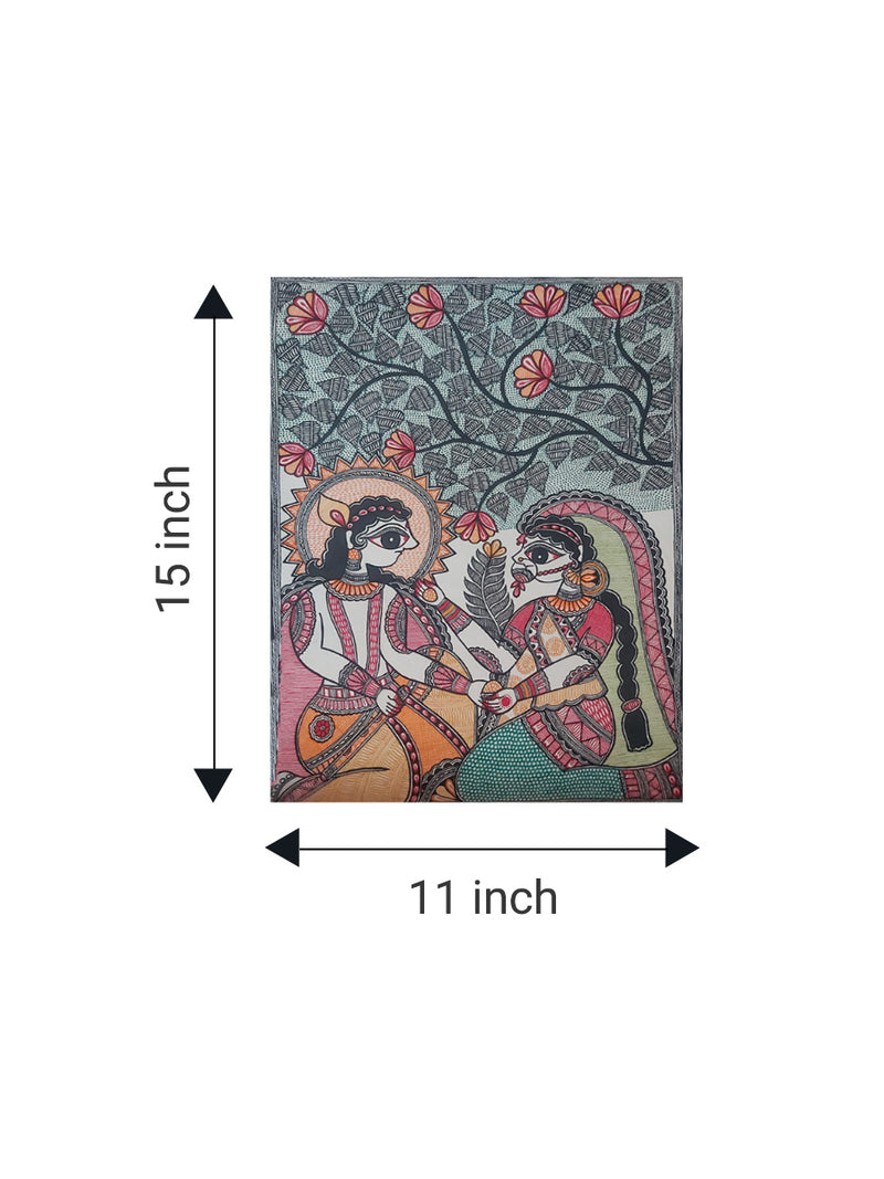 Krishna and Radha in Madhubani for sale