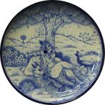 Krishna playing Flute in Blue Pottery Plates by Shilp Guru Gopal Saini