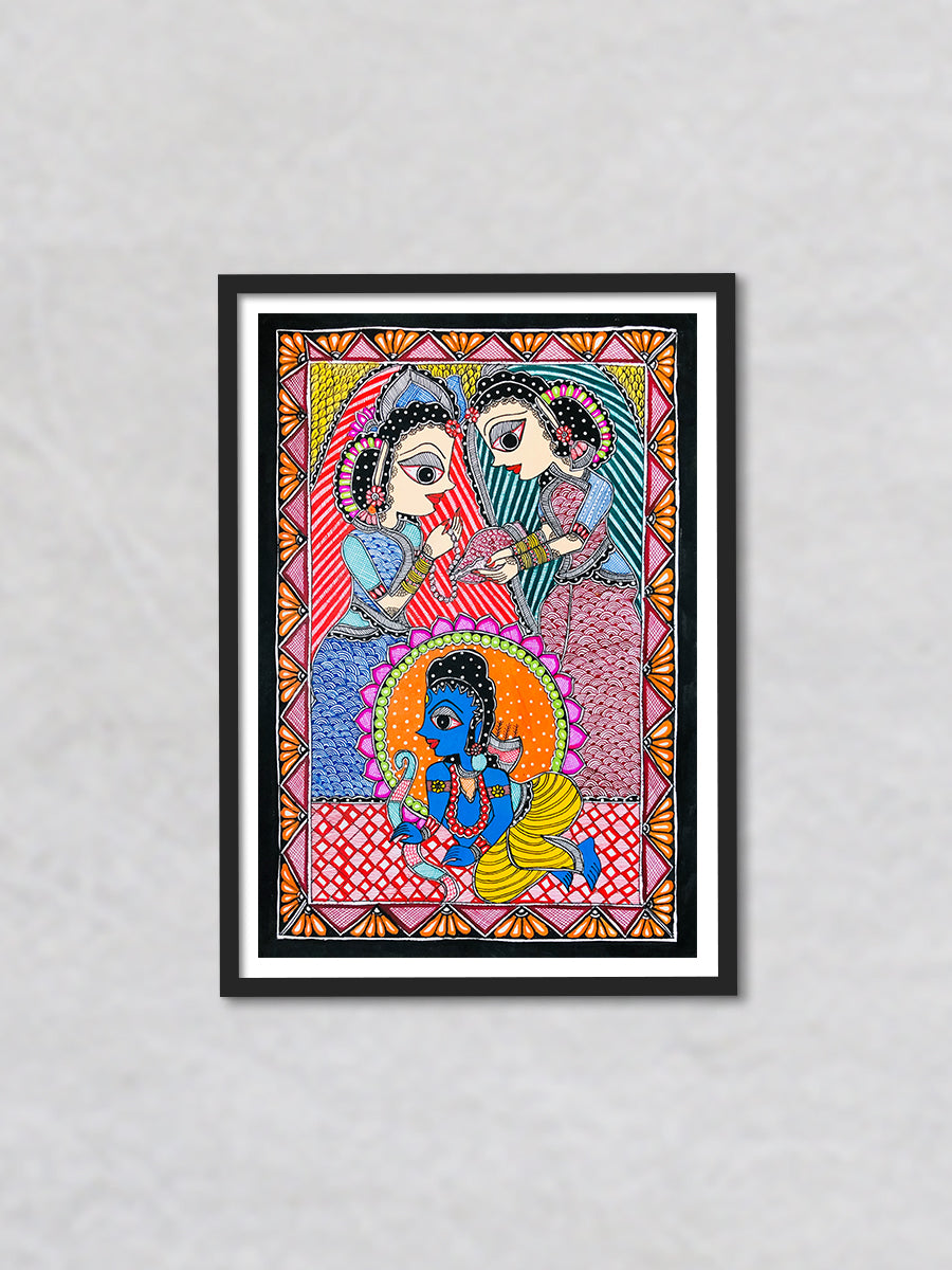 Krishnaleela, Madhubani by Ambika devi