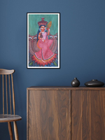 Lakshmi in pink attire: Kalighat by Uttam Chitrakar