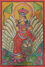 Buy Lakshmi with Uluka handpainted in Kalighat style by Hasir Chitrakar