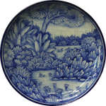 Landscape scene in Blue Pottery Plates by Shilp Guru Gopal Saini