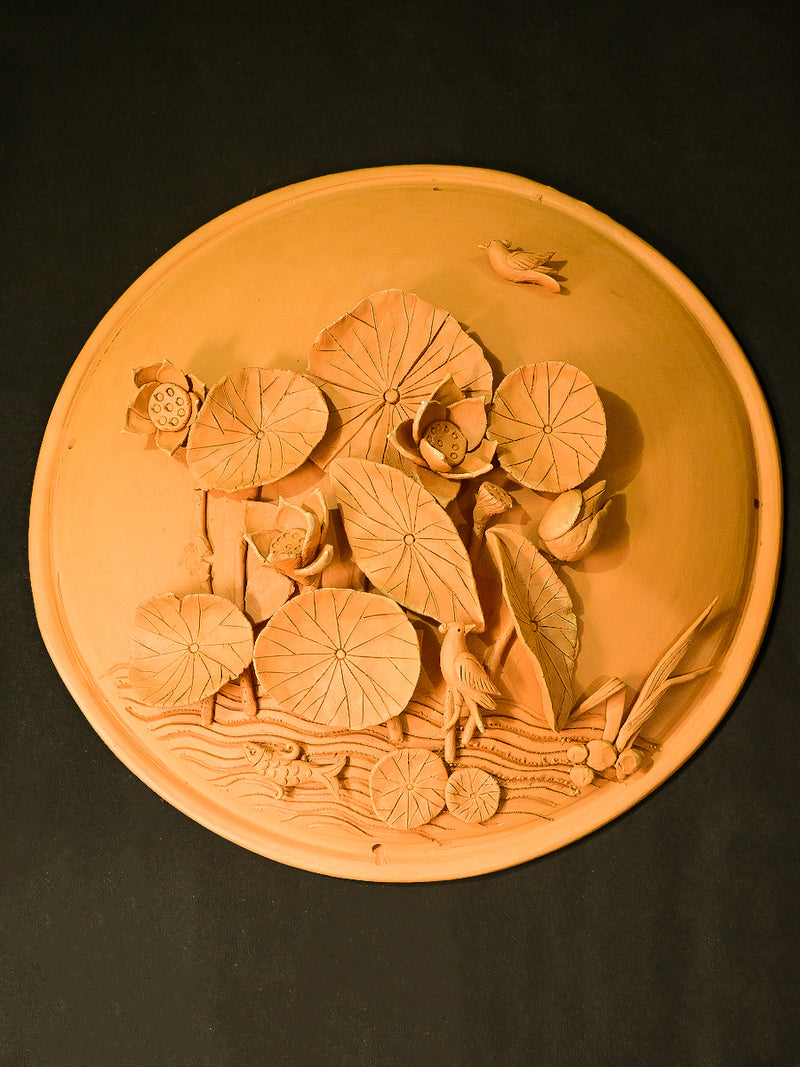 Life Beneath the Waves Terracotta Model of an Aquatic Ecosystem, Terracotta art by Dolon Kundu