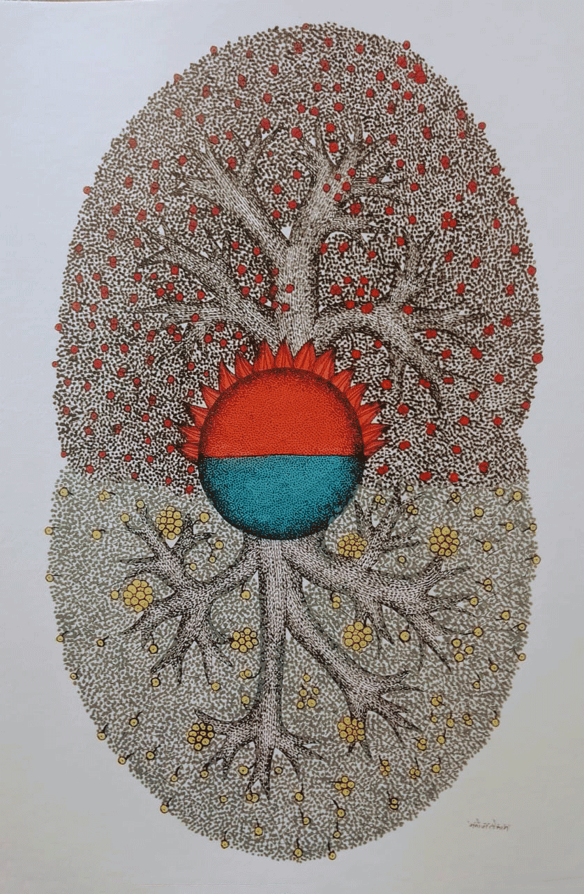 Light and shadow in Gond by Manoj Tekam for sale