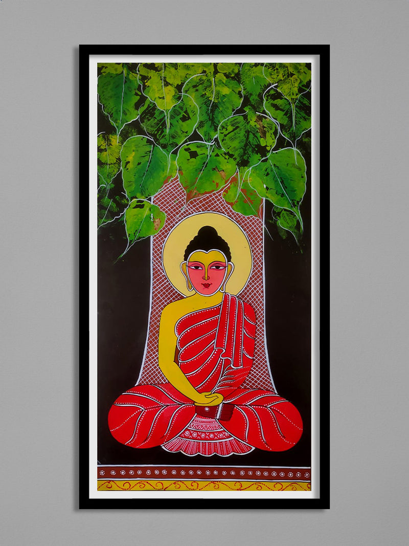 Lord Buddha under peepal leaves in Tikuli painting by Ashok Kumar for Sale