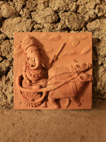 Lord Ganesha riding a bullock cart: Terracotta by Dinesh Molela