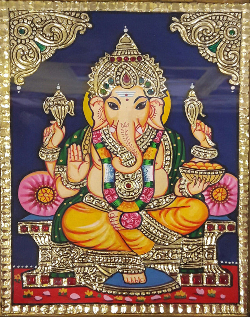 Lord Ganesha, Tanjore Painting by Sanjay Tandekar