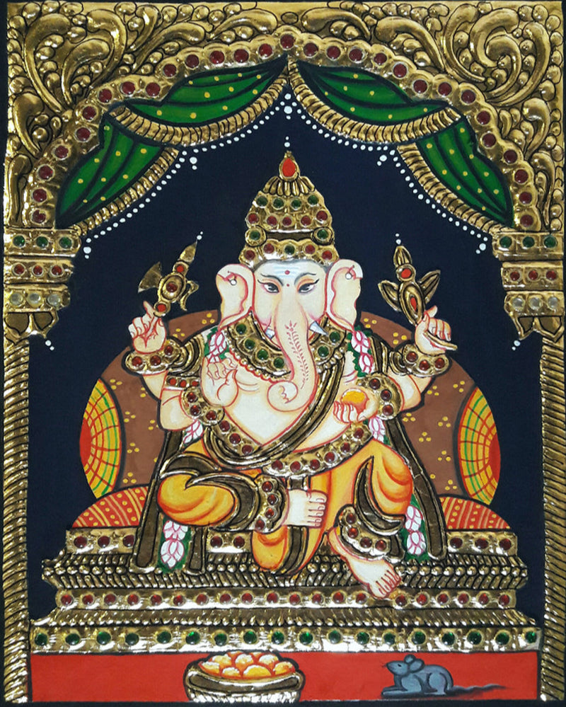 Lord Ganesha, Tanjore Painting by Sanjay Tandekar