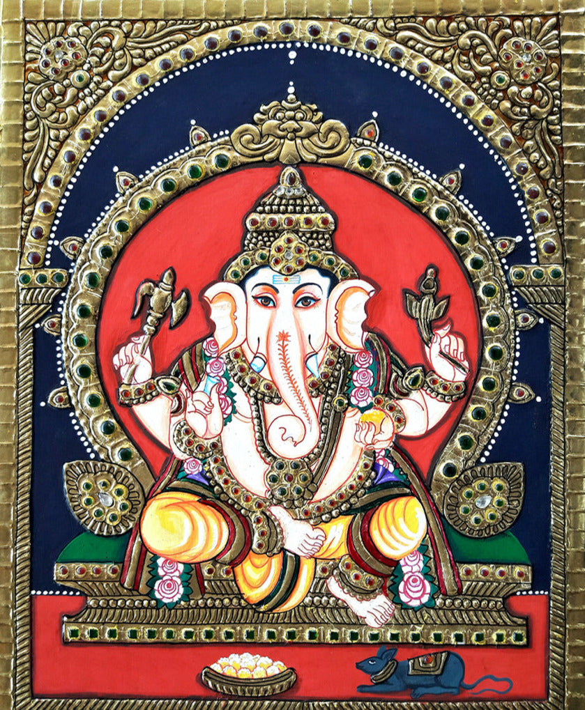 Lord Ganesha, Tanjore Painting by Sanjay Tandekar