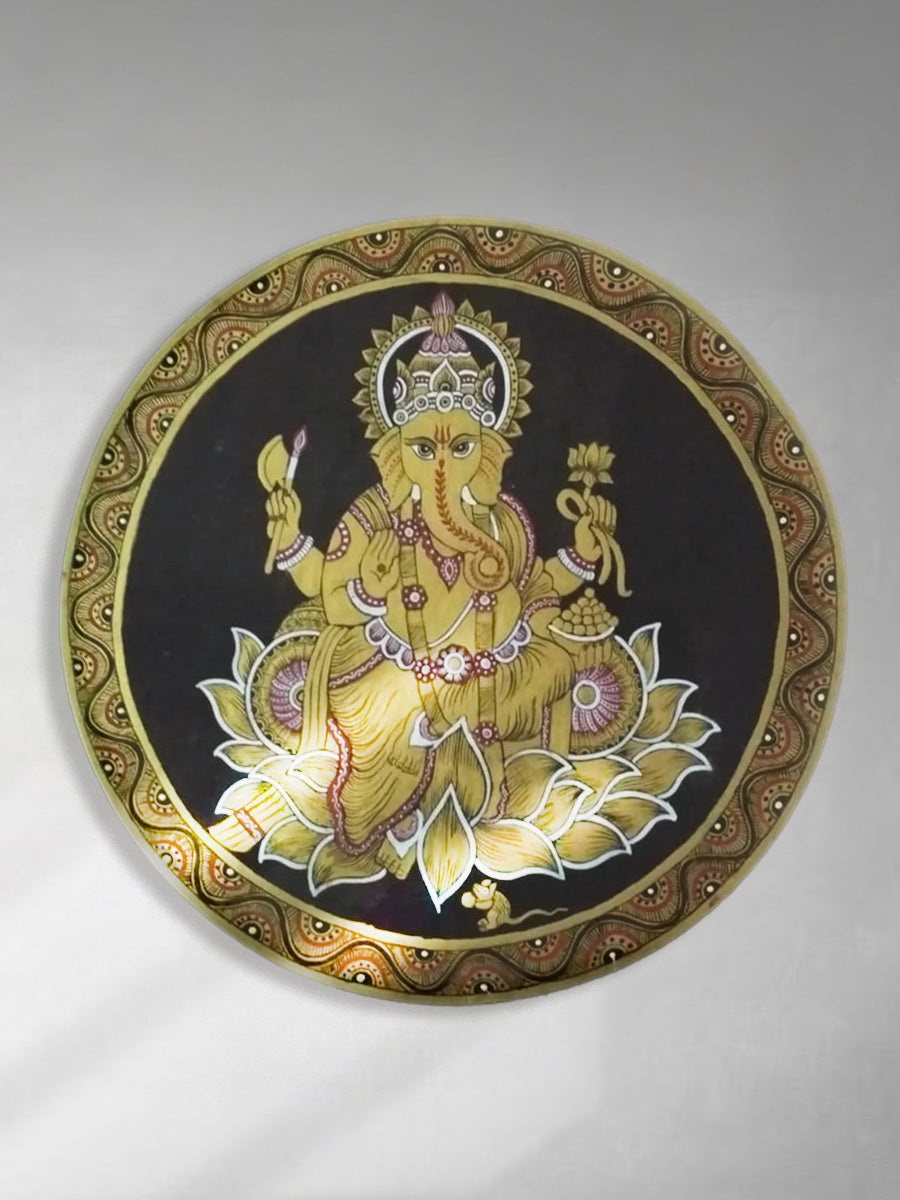 Lord Ganesha Tikuli round Wall Plates for Sale