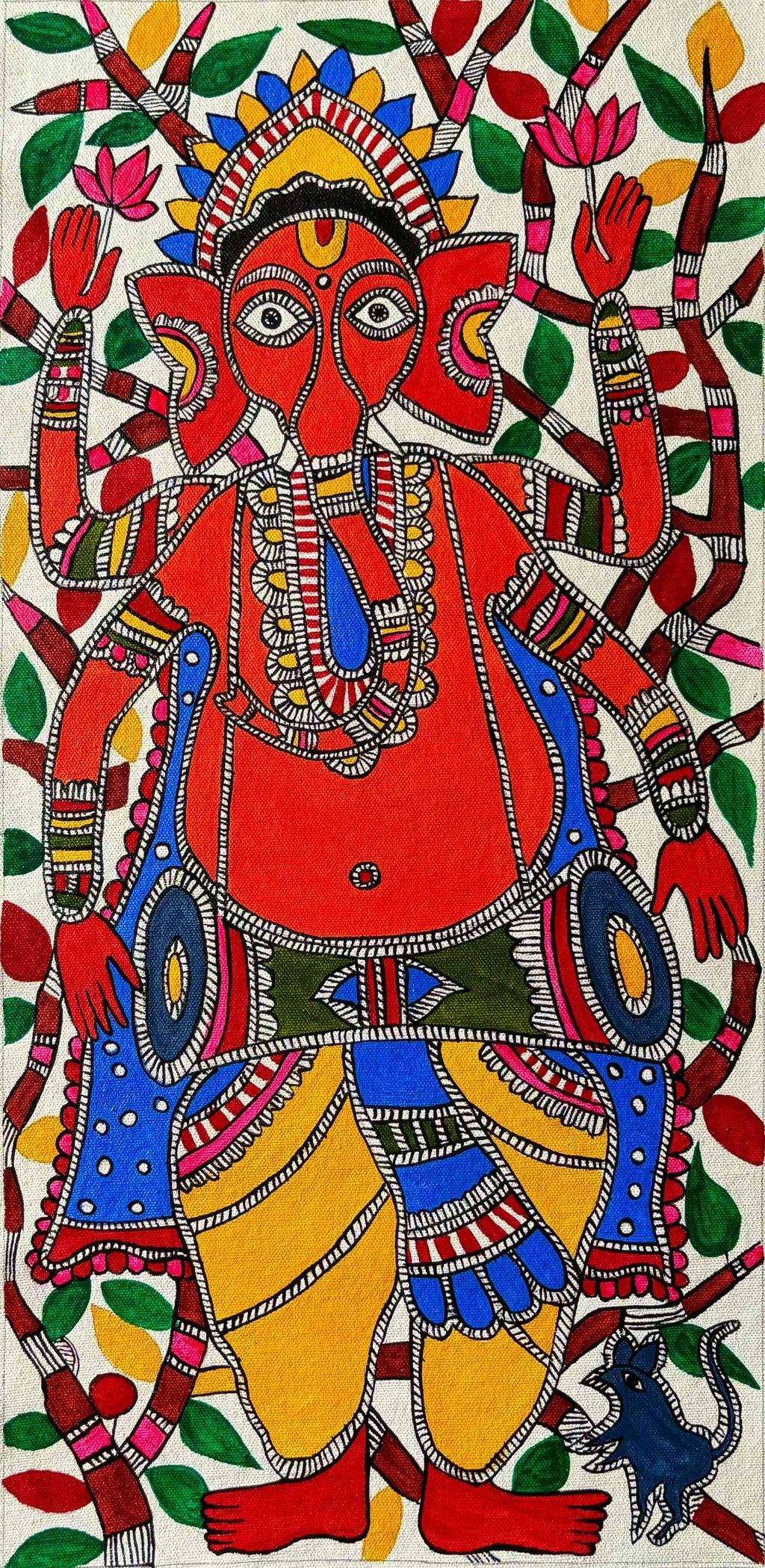 Buy Lord Ganesha playing drum In Madhubani by Izhar Ansari