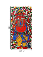 Lord Ganesha playing drum In Madhubani  artwork for sale