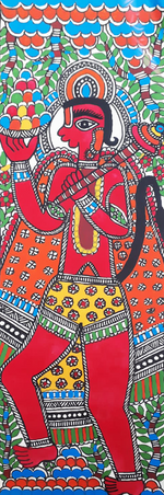 Shop Lord Hanuman Carrying Dronagri in Vibhuti Nath's Madhubani Painting