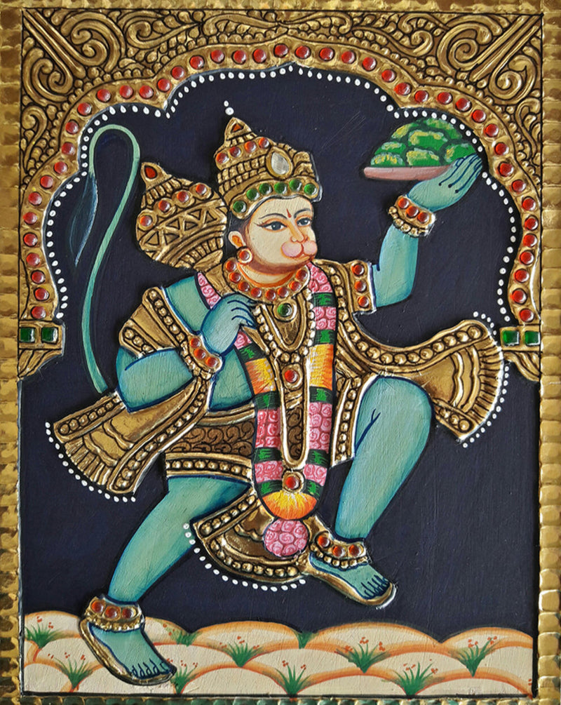 Lord Hanuman, Tanjore Painting by Sanjay Tandekar