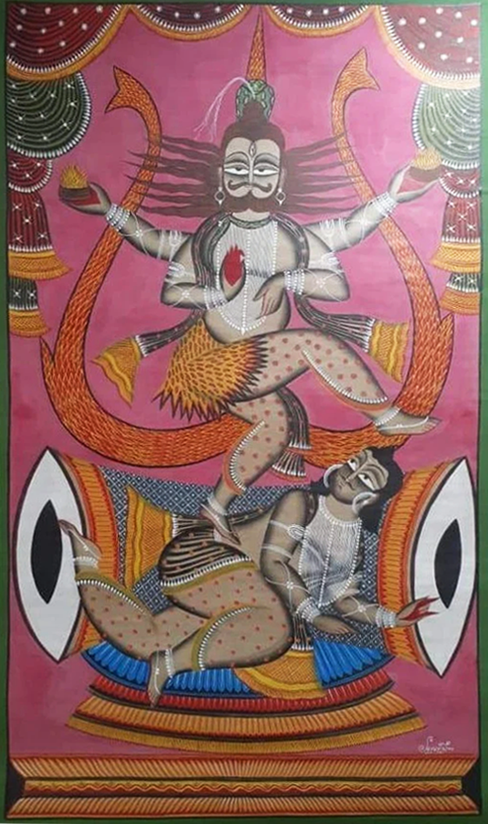 Lord Natraj:Bengal Pattachitra painting by Manoranjan Chitrakar