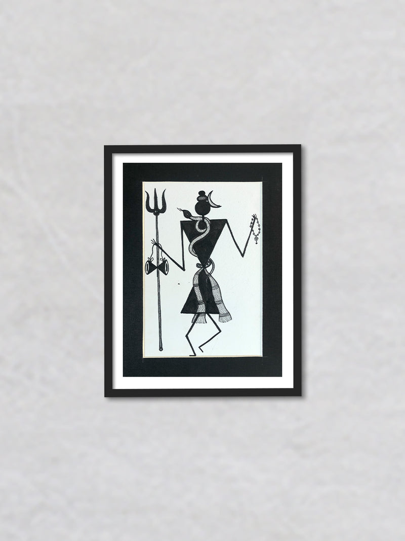 Lord Shiva, Warli Art by Dilip Bahotha