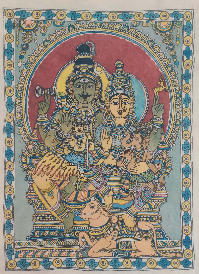 Buy Lord Shiva with Family In Kalamkari by Harinath N