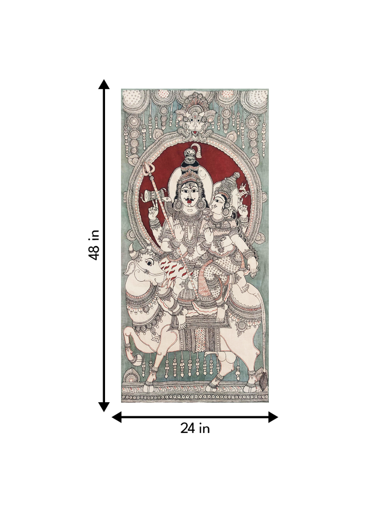 Lord Shiva with Shakti In Kalamkari for sale