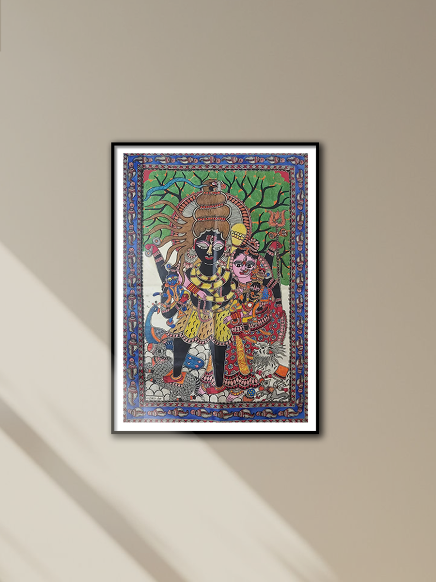 Shop Lord Shiva’s Divine Family: Madhubani painting by Priti Karn