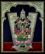 Lord Venkateshwar and Maa Lakshmi, Tanjore Painting by Sanjay Tandekar